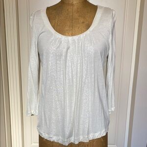 GAP Cream Pleated 3/4 Sleeve Blouse